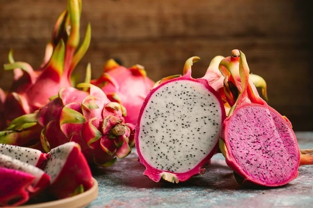 Sweet tropical fruit in Bali with a tiny, crunchy black seeds called Dragon Fruit